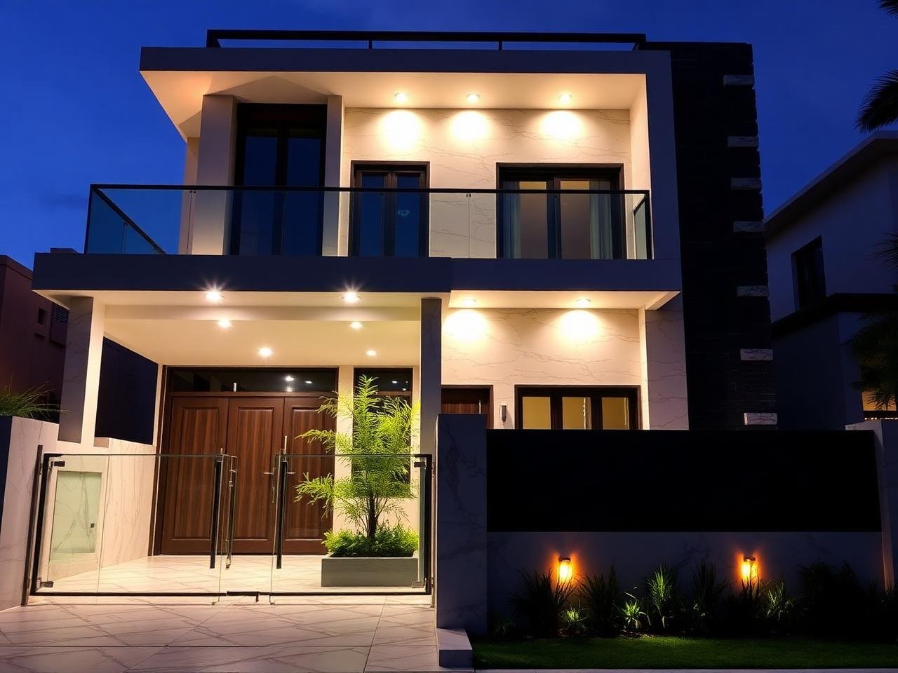 10 Marla Night Elevation, DHA Phase 8, Lahore